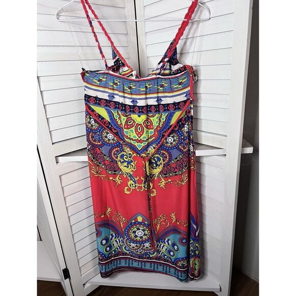 NWT Cristinalove Womens Printed Rope Spaghetti Strap Knee Length Dress‎ Padded - Picture 2 of 6